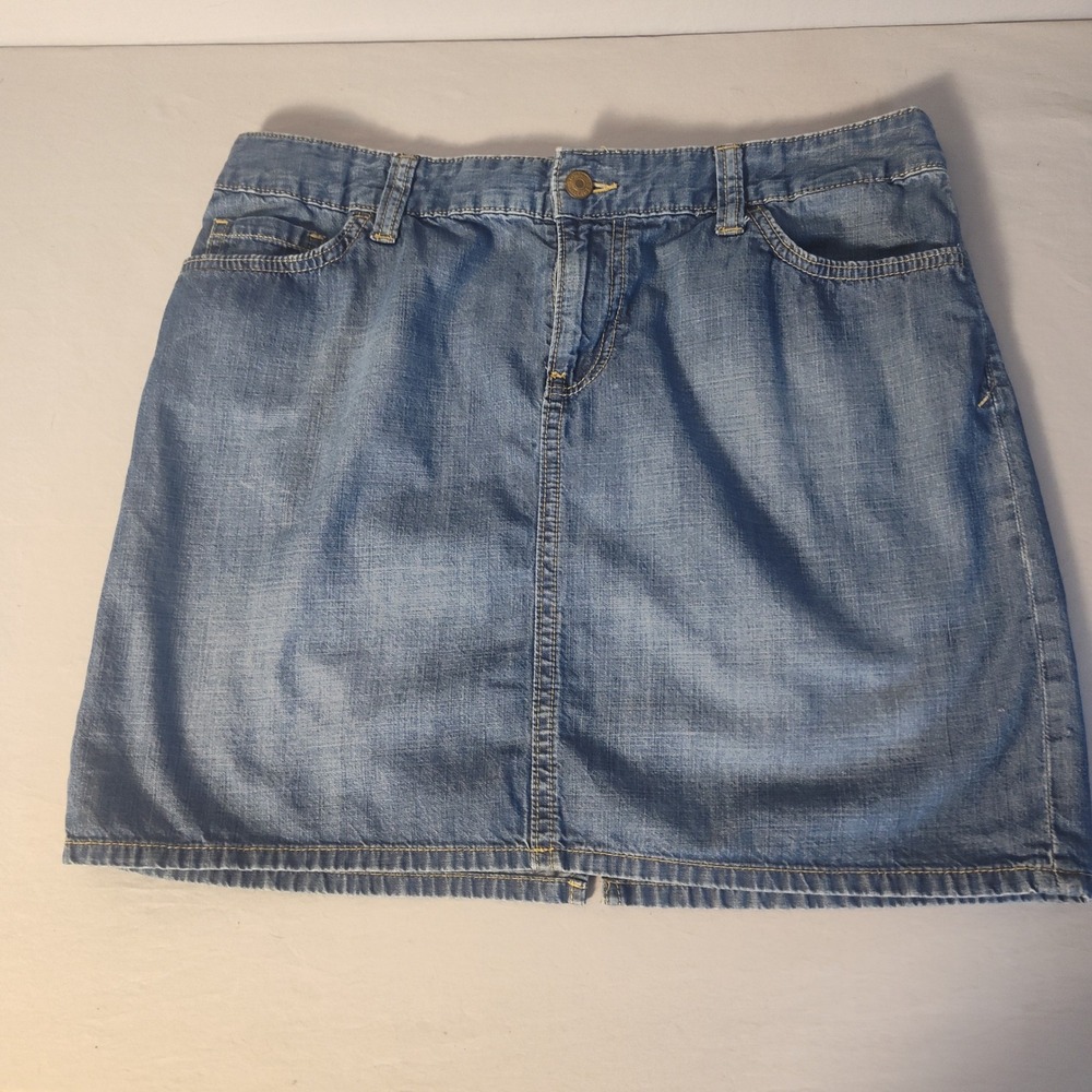 Tommy Hilfiger Womens Denim Mini Skirt Medium Wash Blue Size 10 Preppy Classic